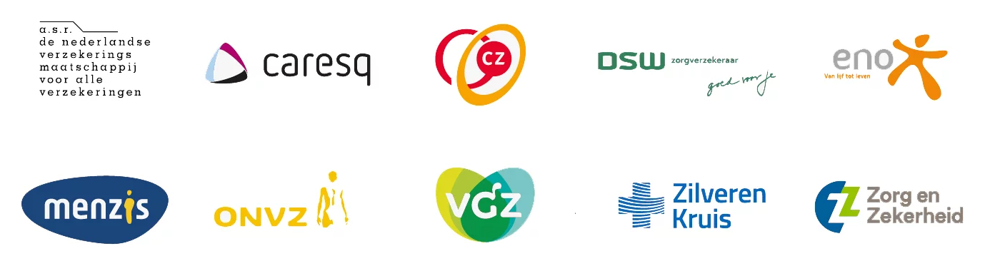 Logo's van zorgverzekeraars waarmee Fysio Topfit een contract heeft